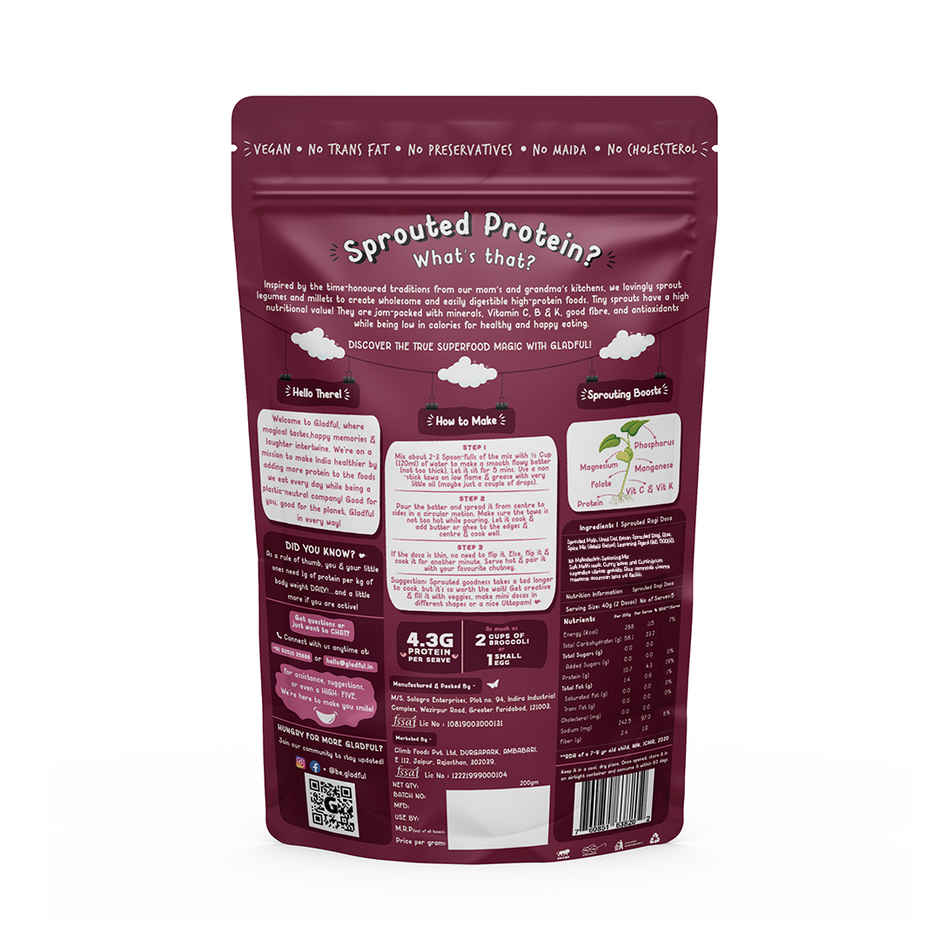 Gladful Sprouted Ragi Dosa