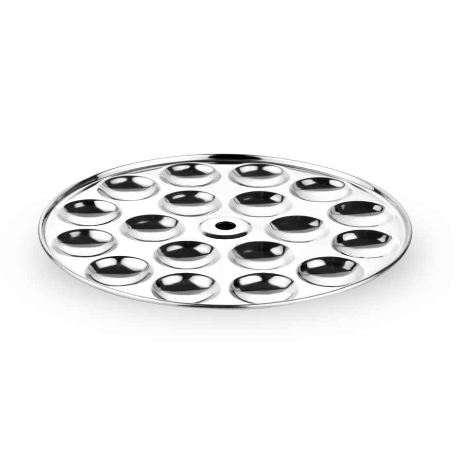 Embassy Button / Mini Idli Plate, 1 Plate, Without Stand, Makes 18 Small Idlis, Stainless Steel