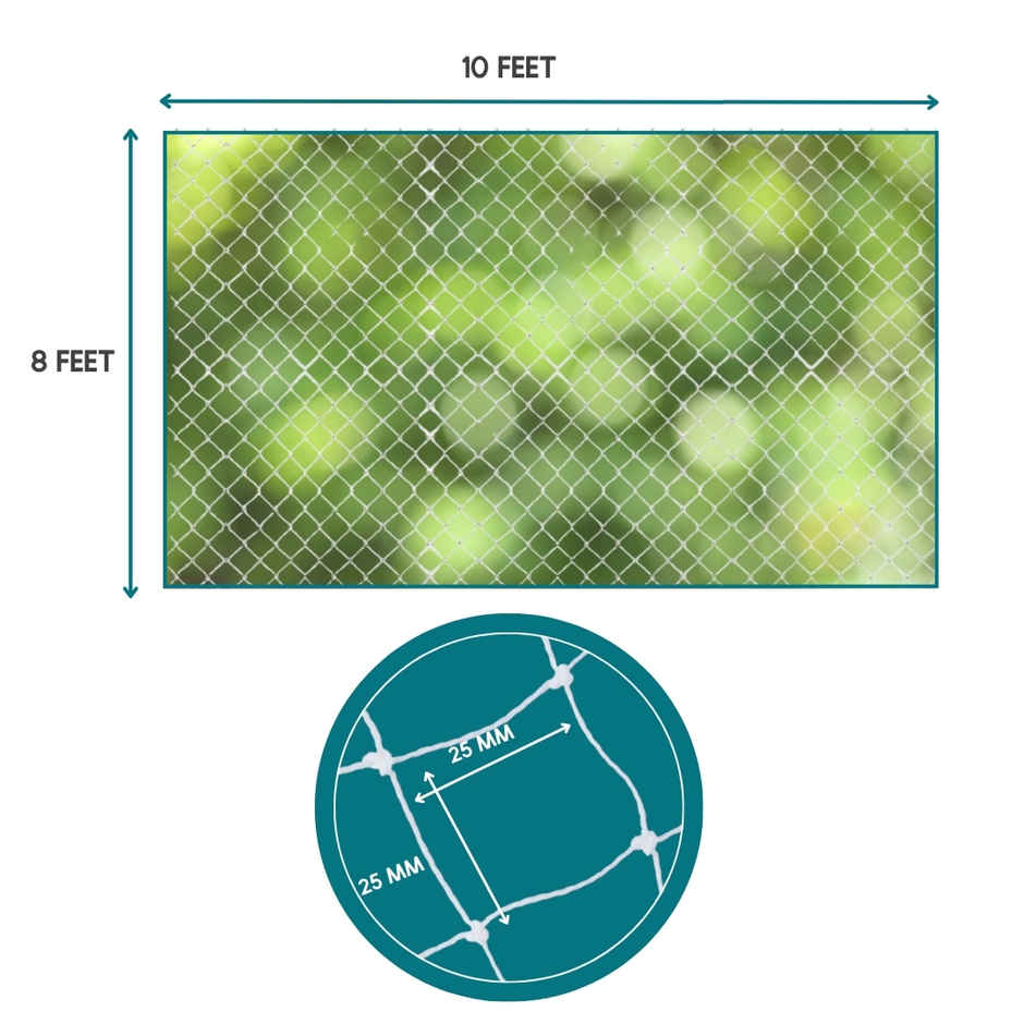 Nurturing Green Anti Bird Net | White Mesh Pigeon Net | Protection for Home, Balcony - 8 x 10 ft