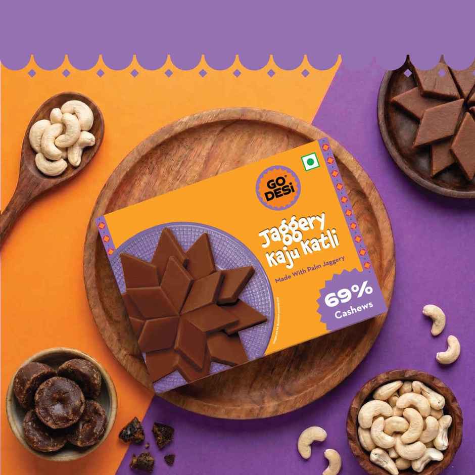 GO DESi Jaggery Kaju Katli | 69% Cashews | With Palm Jaggery