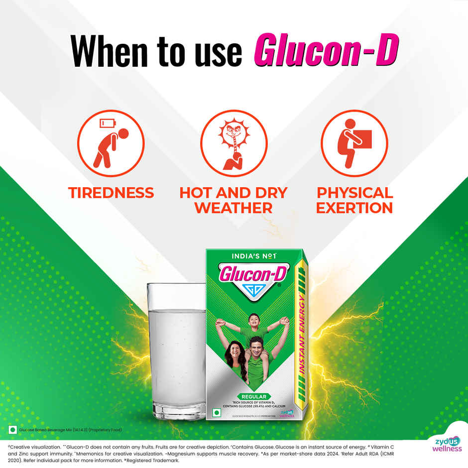 Glucon-D Regular with 3 Benefits of Energy, Recovery, and Immunity