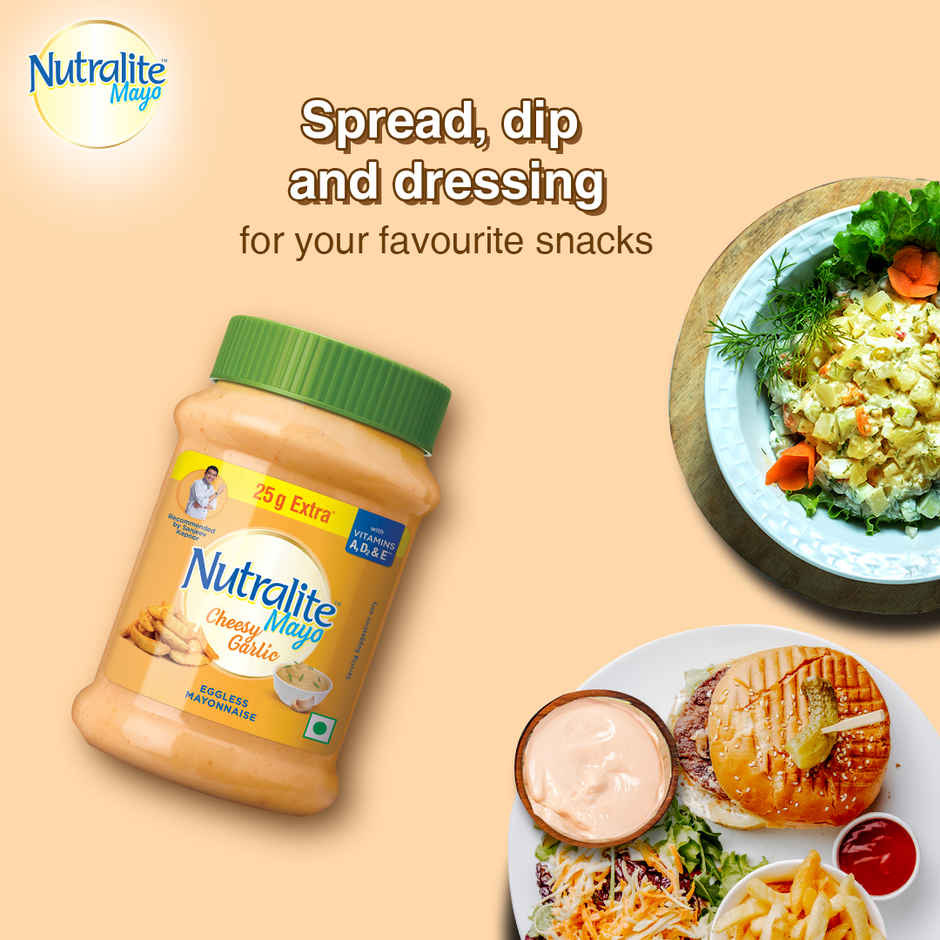 Nutralite Mayo Cheesy Garlic Eggless Mayonnaise (Extra 25g Free) - 275g