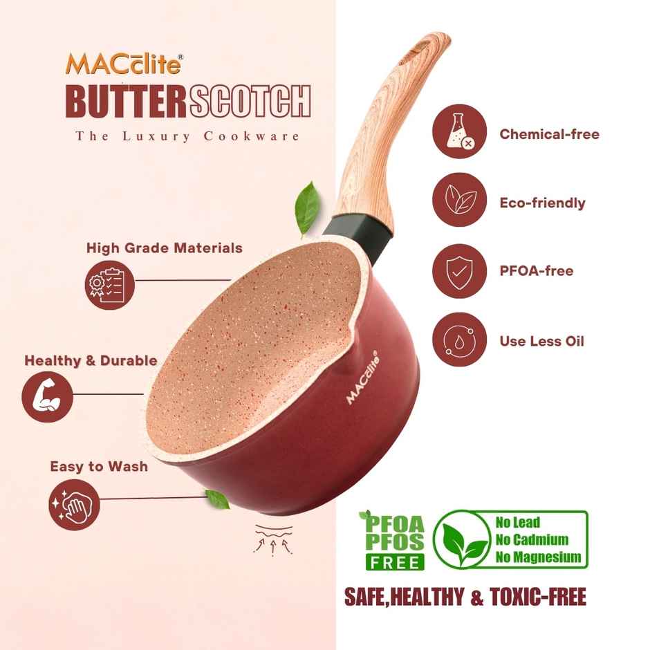 Macclite Non Stick PDC Granite+ Induction Base ButterScotch Sauce Pan 16 cm