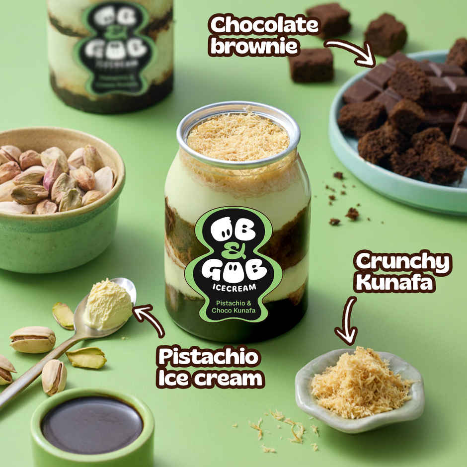 OB & GOB Pistachio & Choco Kunafa Ice Cream Sundae
