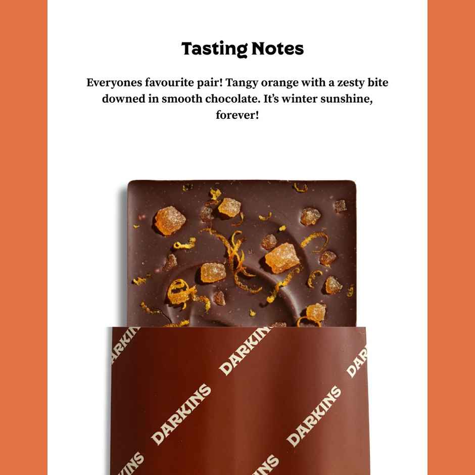 Darkins Orange Dark Chocolate Bar | 63% Rich Cocoa