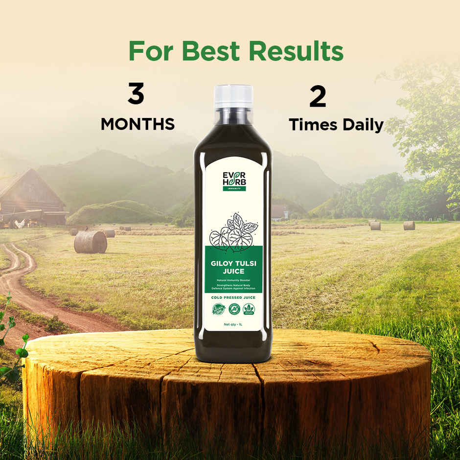Everherb Giloy Tulsi Juice - Strengthens Body Defence System - Natural Immunity Booster