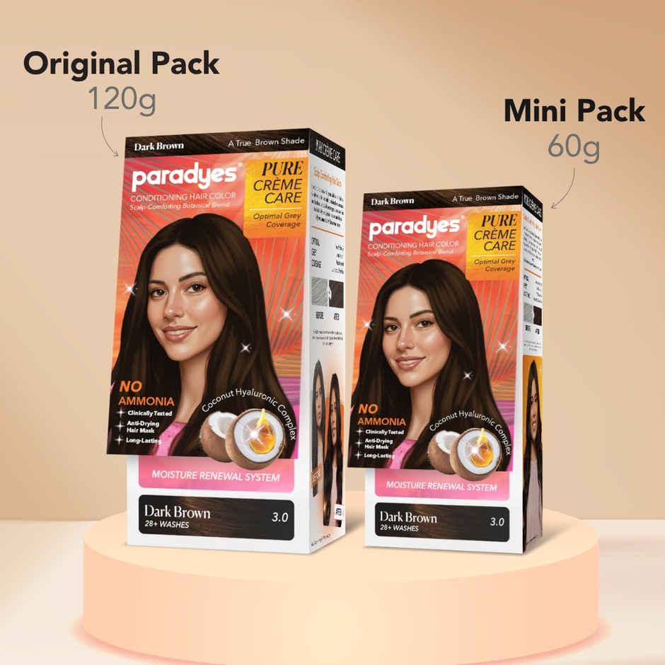 Paradyes Pure Creme Care No Ammonia Hair Color | Dark Brown 3.0