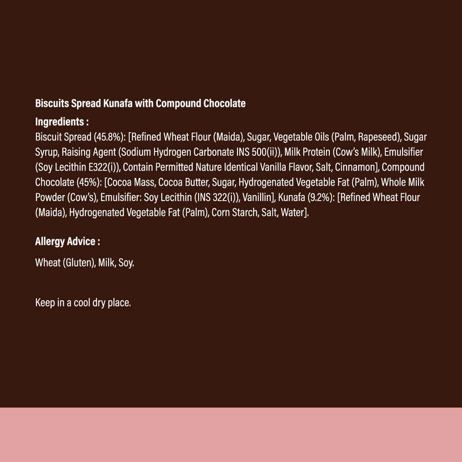 Cocoa Melts Dubai Speculoos Kunafa Chocolate Bar