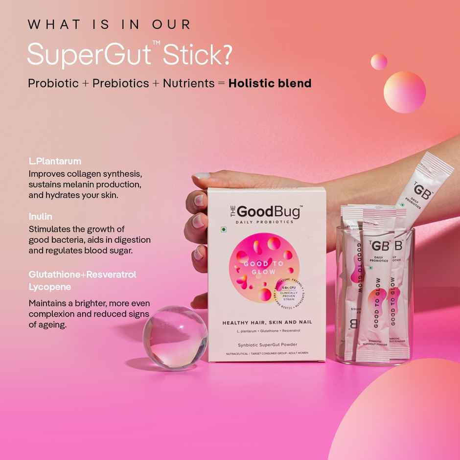 The Good Bug Good To Glow Synbiotic SuperGut Powder | For Healthier Hair, Skin & Nail