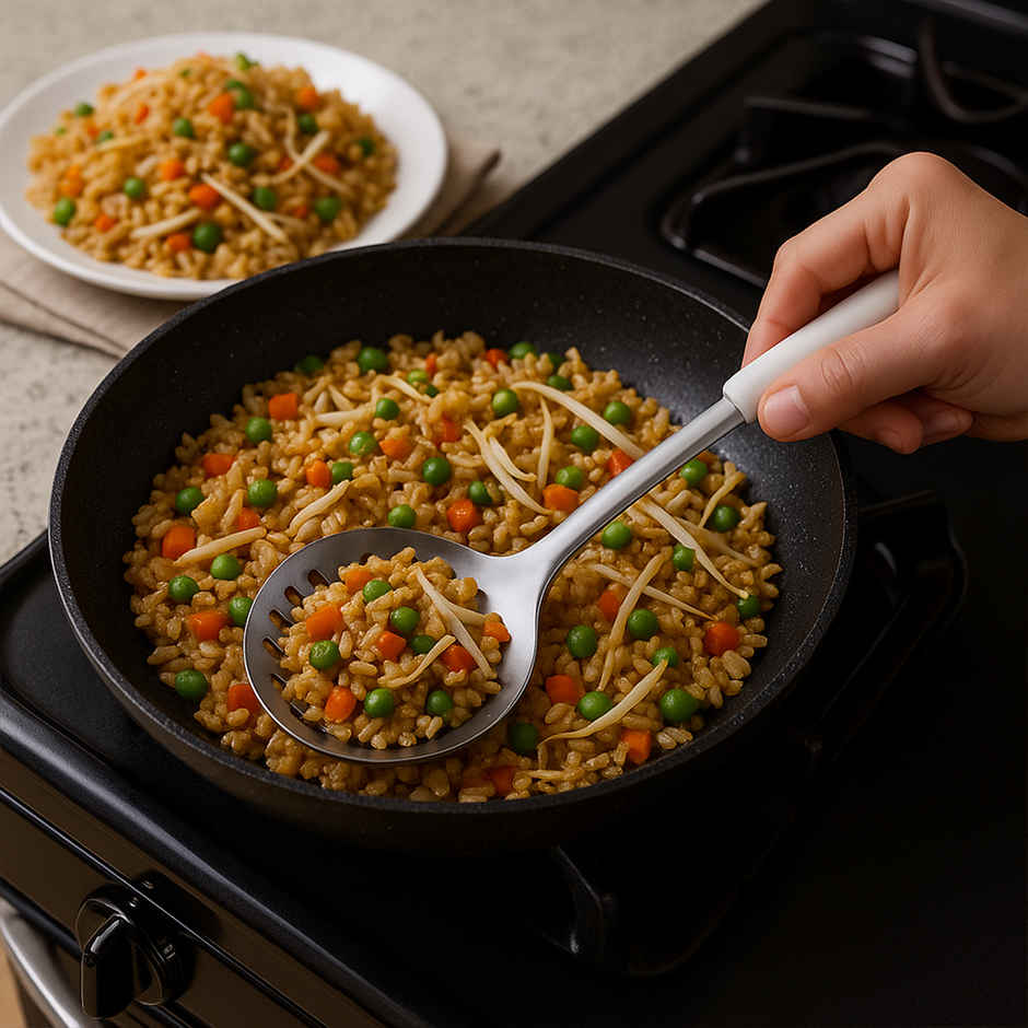 Habitat Daimond Specialty Professional Stainless Steel Skimmer | Kitchen Tool |Ergonomic Handle