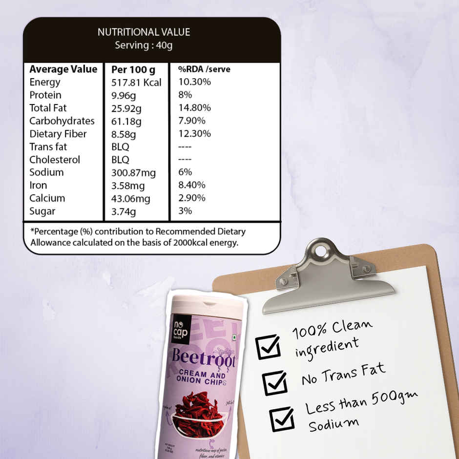 Nocap Beetroot Cream & Onion Chips