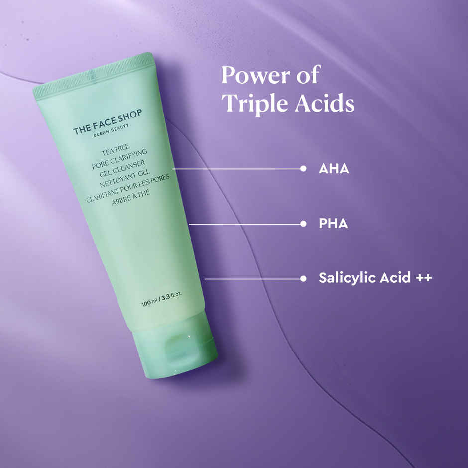 The Face Shop Tea Tree Pore Clarifying Gel Cleanser with Salicylic Acid++, AHA, PHA