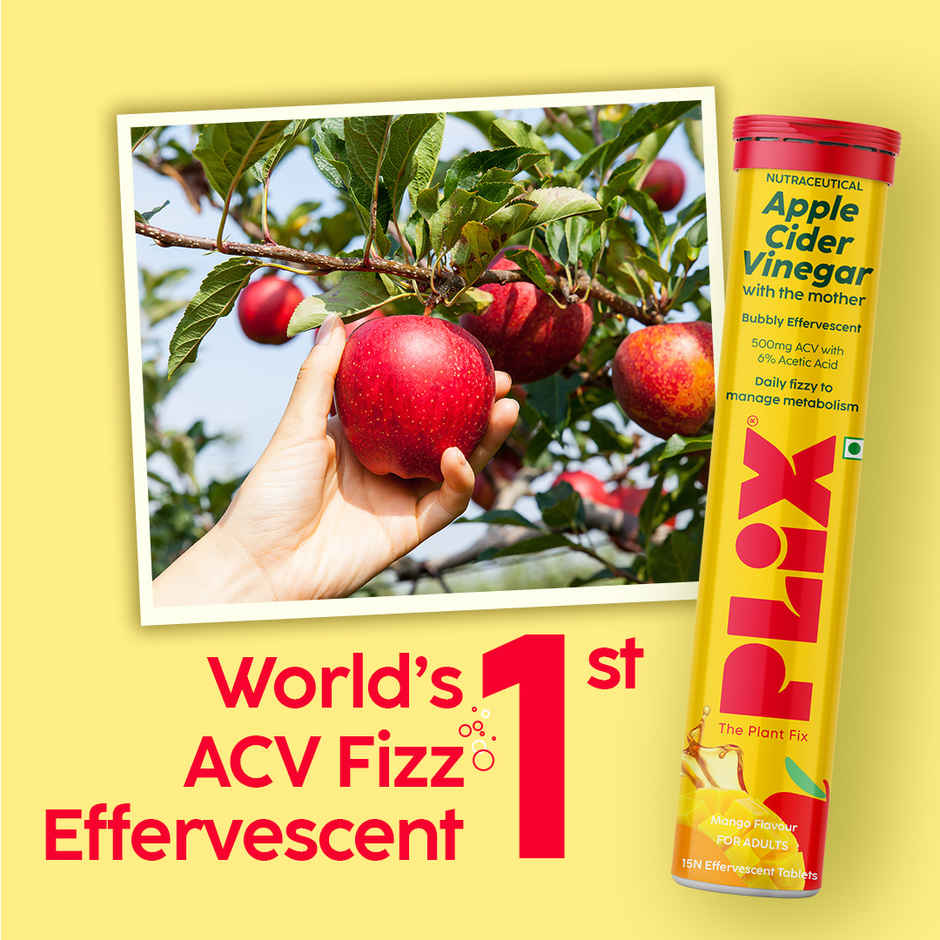 Plix Apple Cider Vinegar Effervescent for Weight Loss (Mango) - Pack Of 1