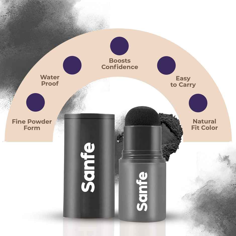 Sanfe Quick Fix Hair & Eyebrow Touch Up Kit | Black | Root Cover Up Powder Stick for Grey Hair
