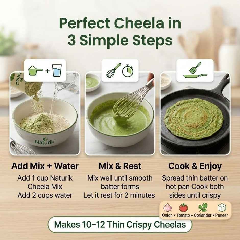 The Naturik Co Spinach Moringa High Protein Chilla Mix | Iron Rich | Weight Loss Breakfast