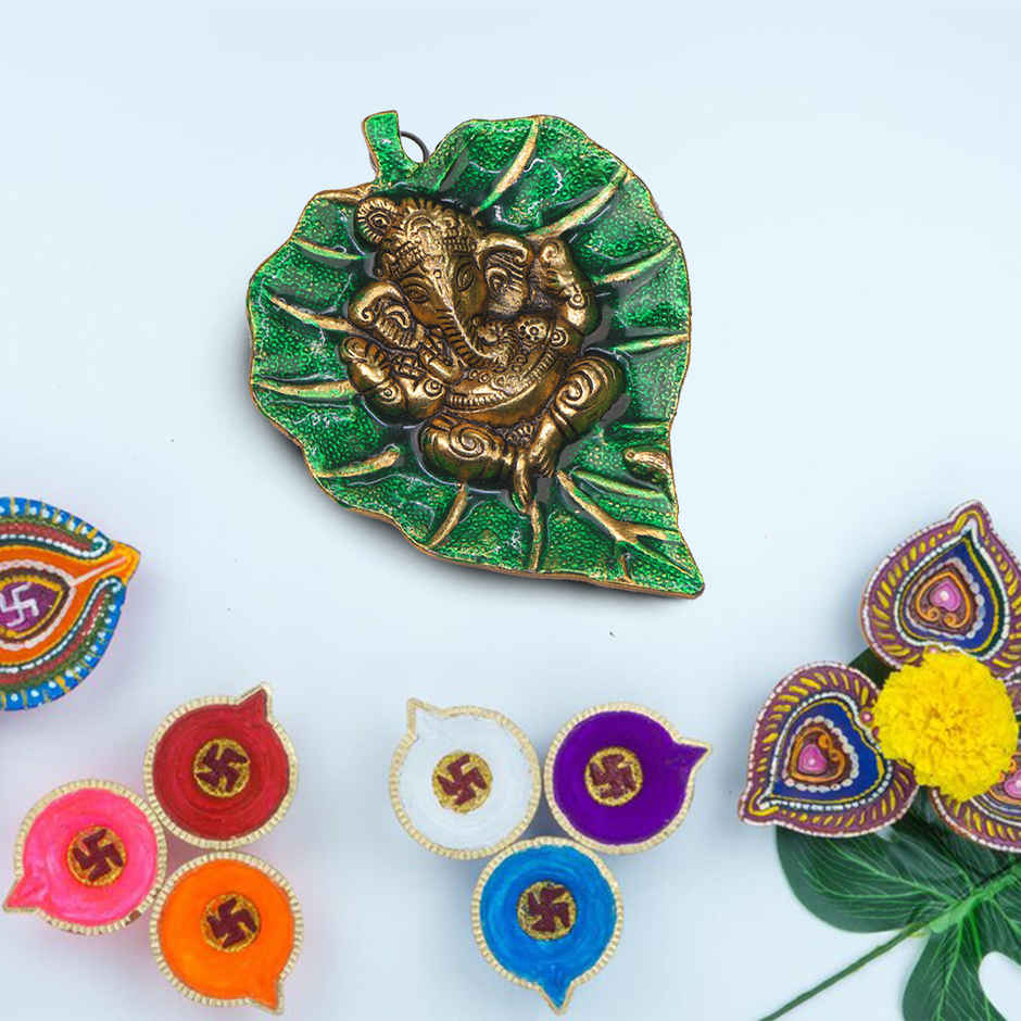 Ganesh Ji on Meenakari Leaf Wall Hanging | Devnidhi