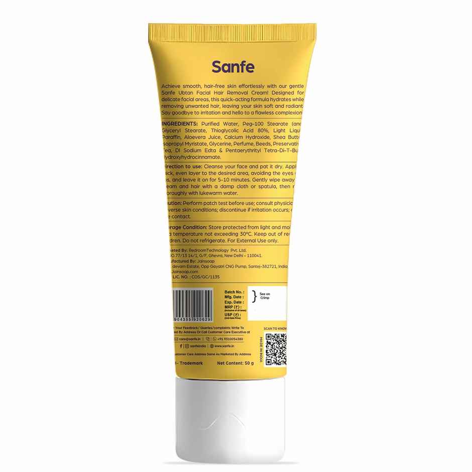 Sanfe Facial Hair Removal Cream For Women Safe For Sensitive Skin Soothing Remove Face Hair Fast
