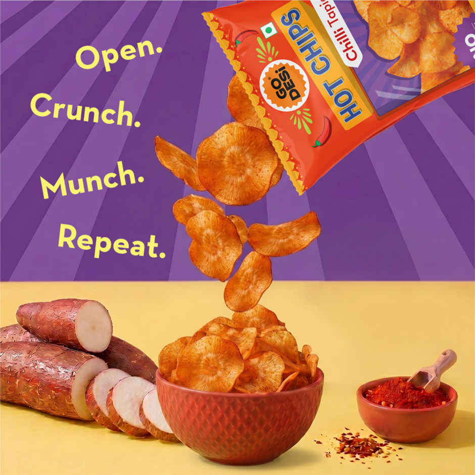 GO DESi Hot Chips Chilli Tapioca | No Palm Oil