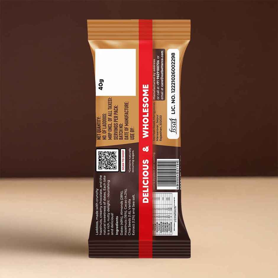 Eat Better Co Hazelnut & Chocolate Laddoos High Protein, Truly Natural