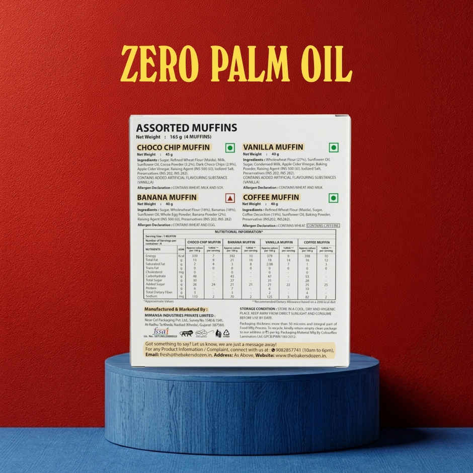 The Baker's Dozen Assorted Muffins | Chocochip Muffin | Vanilla Muffin | Banana Muffin | Cup Cakes