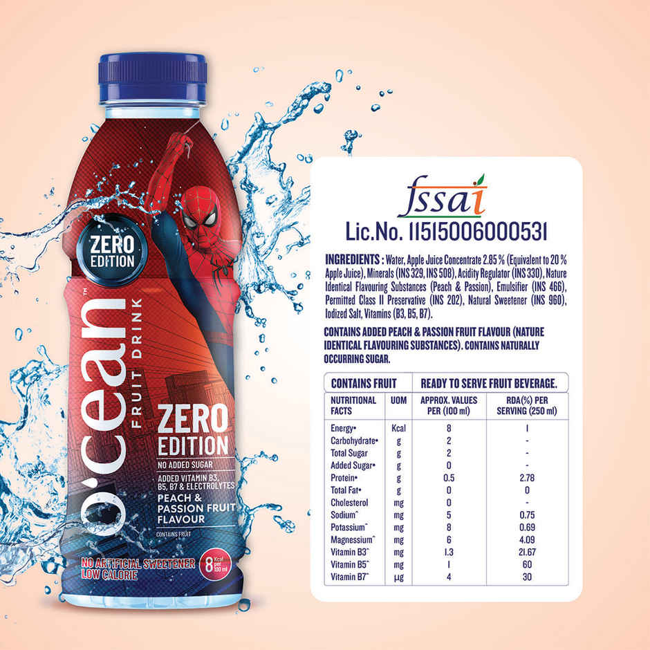 O'cean Fruit Water Zero Peach & Passion Vitamin & Electrolyte Hydration