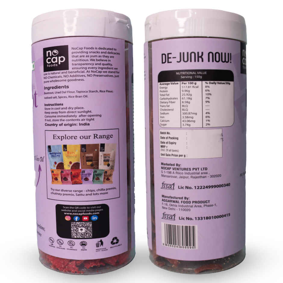 Nocap Beetroot Cream & Onion Chips