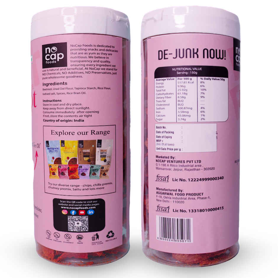 Nocap Beetroot Masala Chips