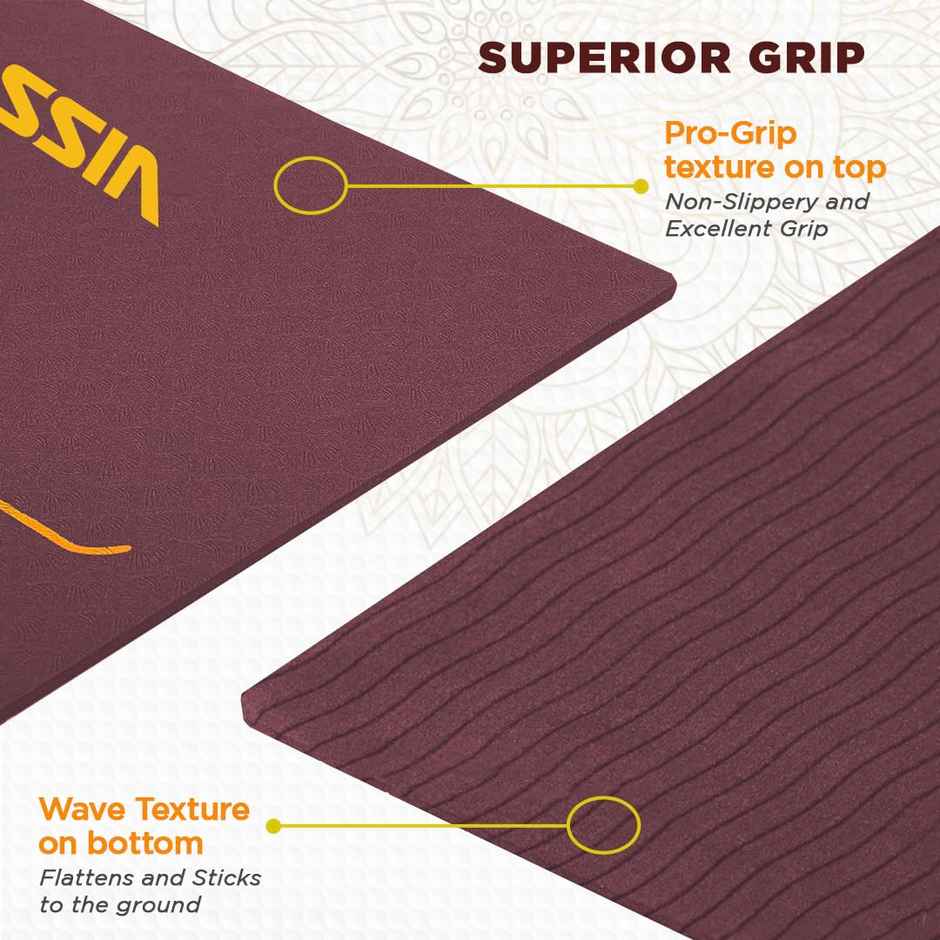 Vissco Seven Chakras Alignment Yoga Mat Wine 72" x 24" Thickness 6mm