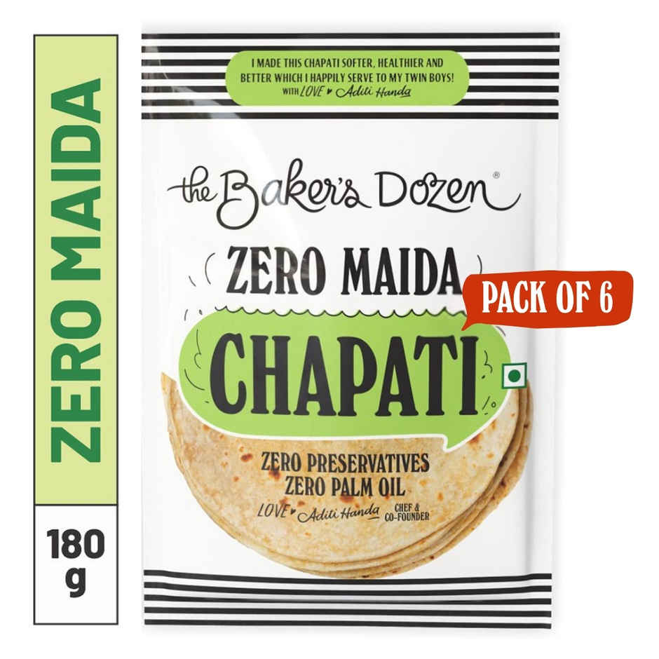 The Baker's Dozen Zero Maida Chapati | Ready to Eat | Ready to Cook | Wheat Roti | Clean Label