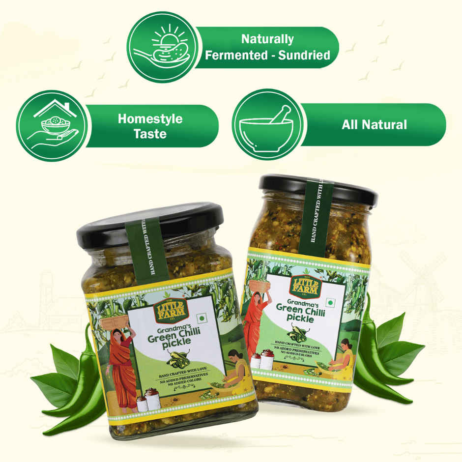 The Little Farm Co. Green Chilli Pickle Achaar | No Added Preservatives