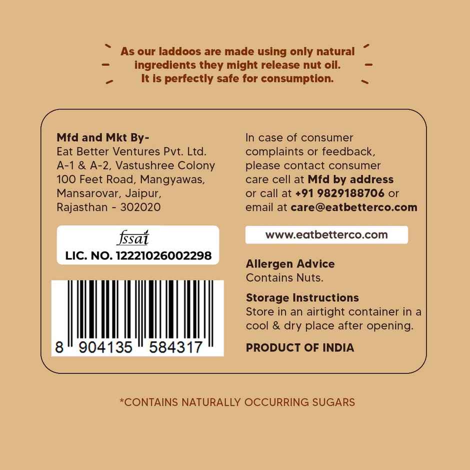 Eat Better Co - Orange & Ginger Laddoos - No Added Sugar - High Protein, 100% Natural