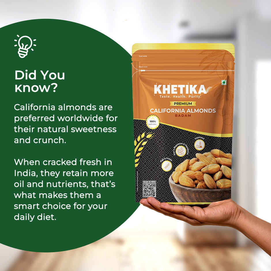 Khetika Premium California Almonds | Badam | Unpolished | Rich in Fiber Combo