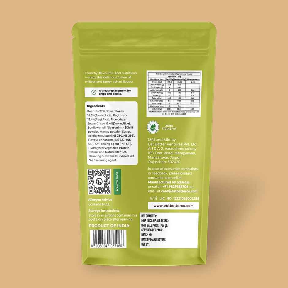 Millet Namkeen - Mango Achari, Healthy Snacks By Eat Better Co Combo 
