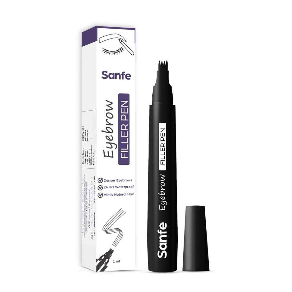 Sanfe Eyebrow Filler Pen Enhancer | Waterproof | Long | Lasting Finish For Denser Eyebrows | Black