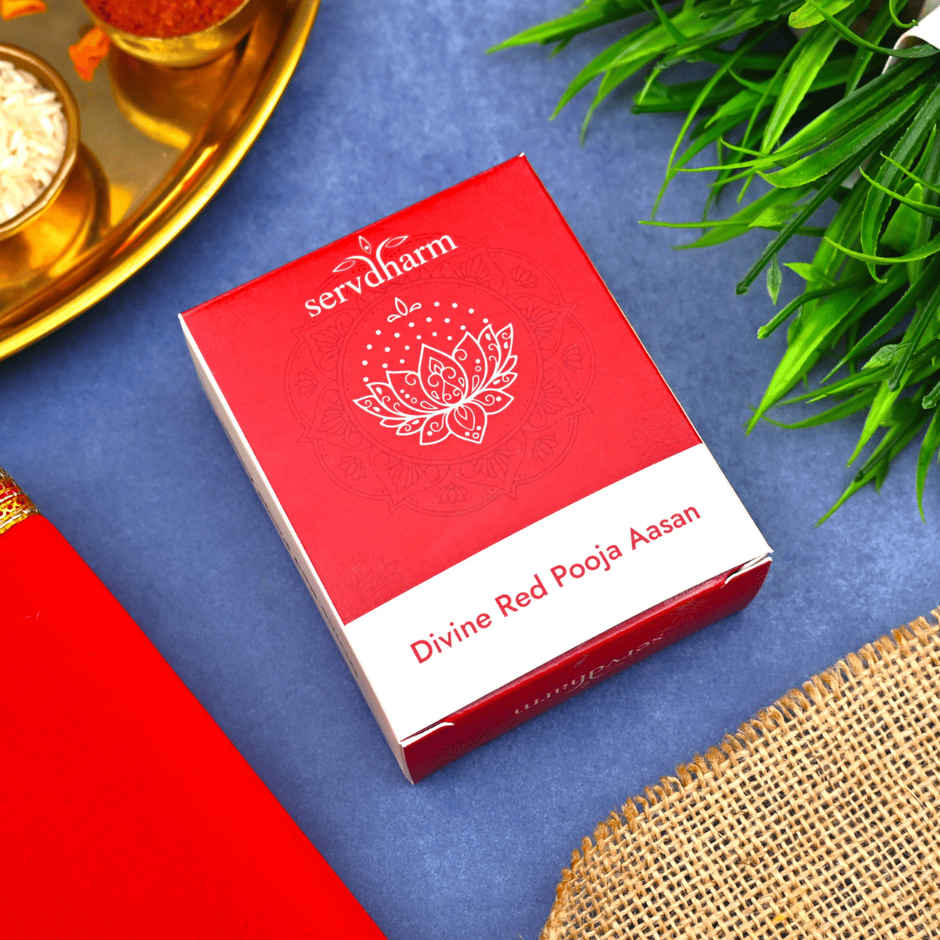 Red Velvet Puja Aasan | 71 x 35 cm | ServDharm