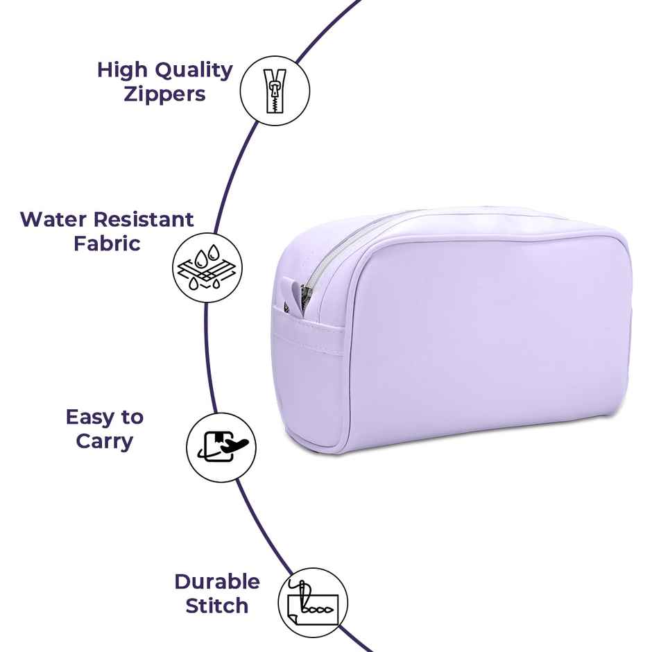 Sanfe Prolume Travel Pouch Essentials Bag See Through Make Up Organiser Toiletry Kit - Purple