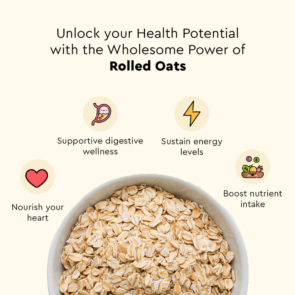 Nourish You Jumbo Rolled Oats - Gluten free , Breakfast Cereal Jar