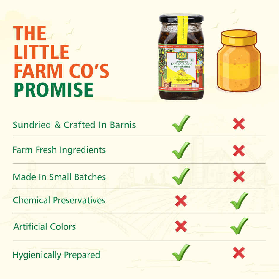 The Little Farm Co. Lemon Khatta Meetha Pickle | Achaar | oil free