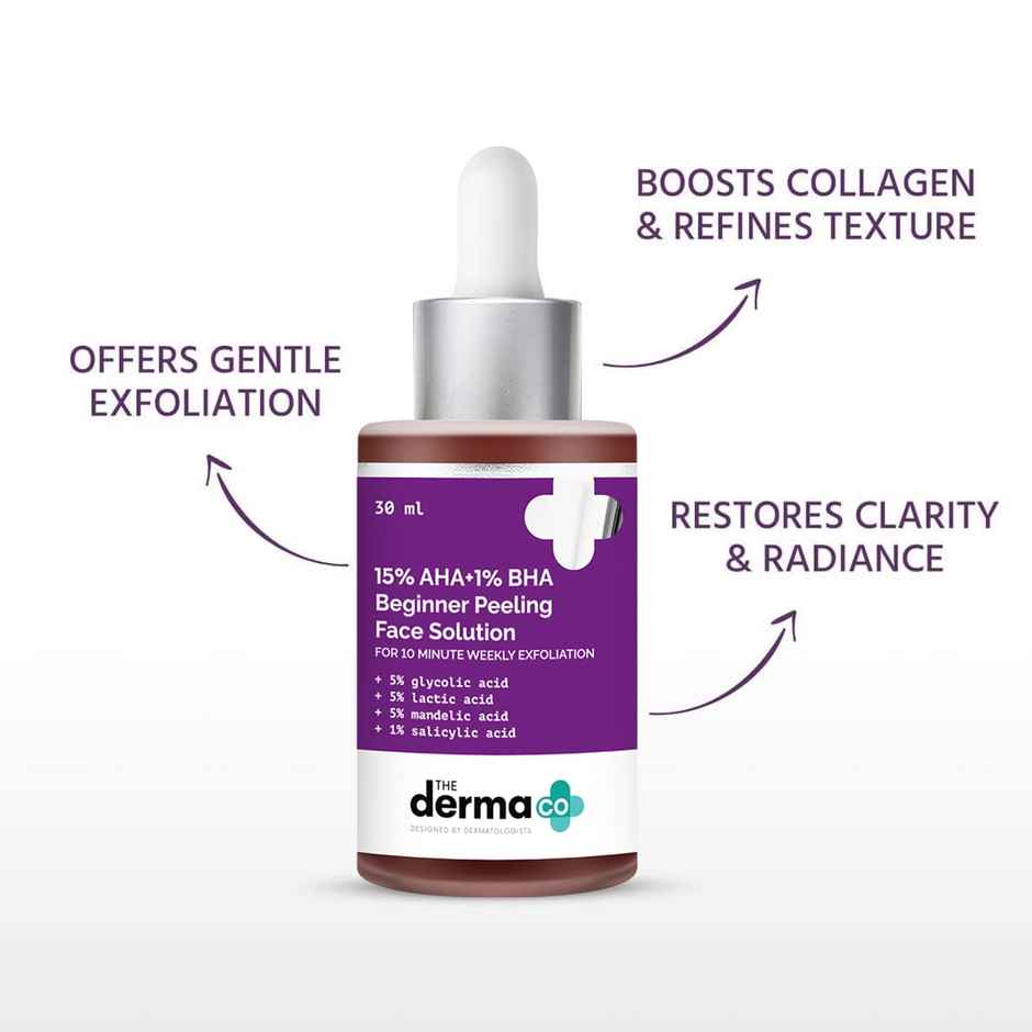 The Derma Co 15% AHA + 1% BHA Peeling Solution for Beginners for Glowing Skin In 10 Minutes