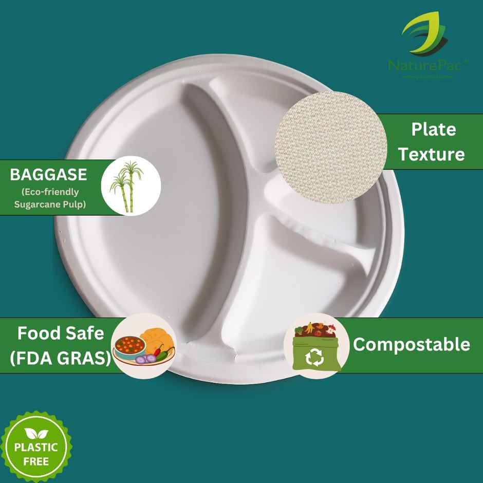 Round Plate | 4 Compartment | 11 inch | Naturepac