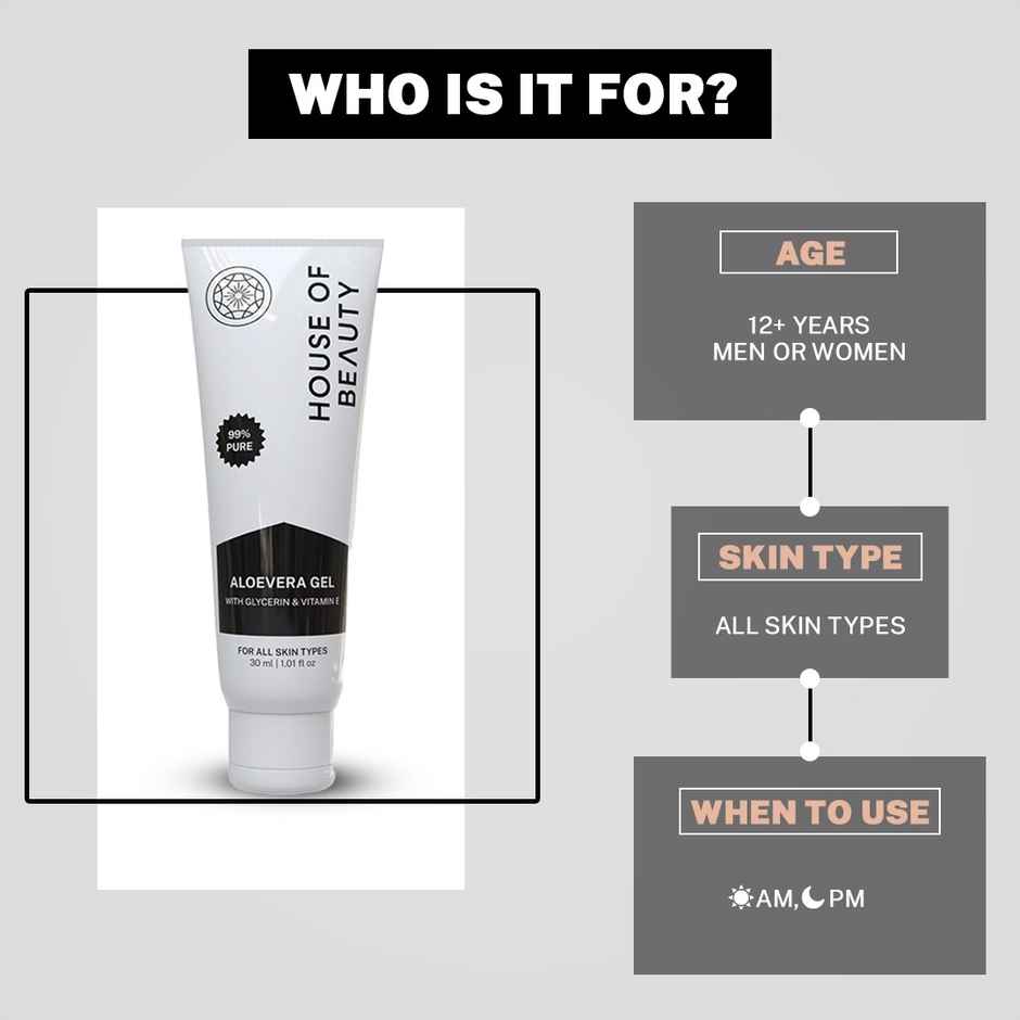 House of Beauty Aloe Vera Gel | Soothing & Hydrating | For Acne | Redness & Skin Irritation