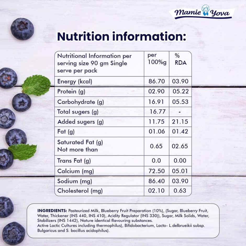 Mamie Yova Deliciously French Fruit Yogurt Blueberry(90 gms), Mamie Yova Yo Pop Yoghurt Drink Mango(125 ml) 