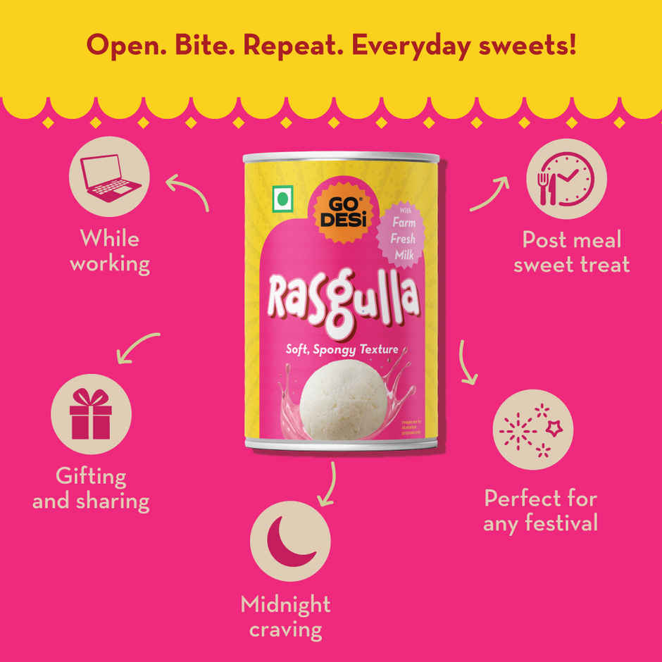 GO DESi Rasgulla | With Farm Fresh Milk | Ready to Eat
