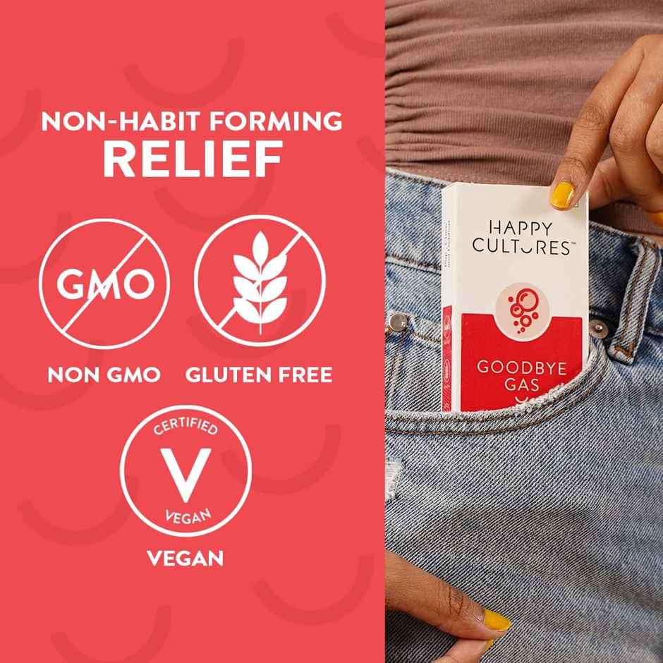 Happy Cultures Goodbye Gas | Digestive Enzymes Probiotics |30pcs