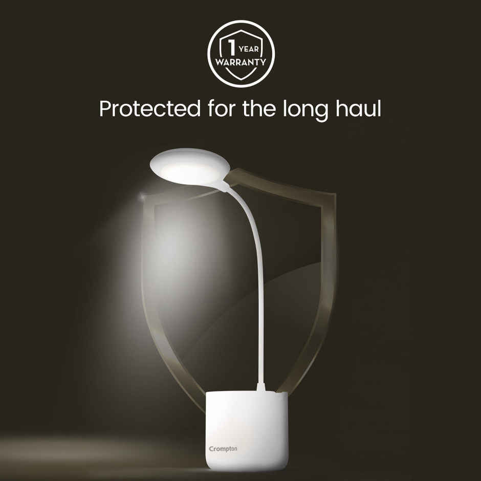 Crompton Rovello 6W Led Table Lamp | Rechargeable Upto 10 Hours Battery Back Up 360 Degree Flexible