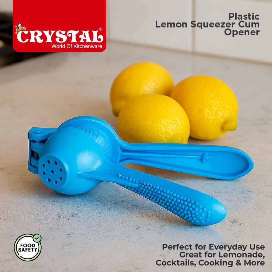 Crystal Plastic Lemon Squeezer Cum Opener, Multicolour