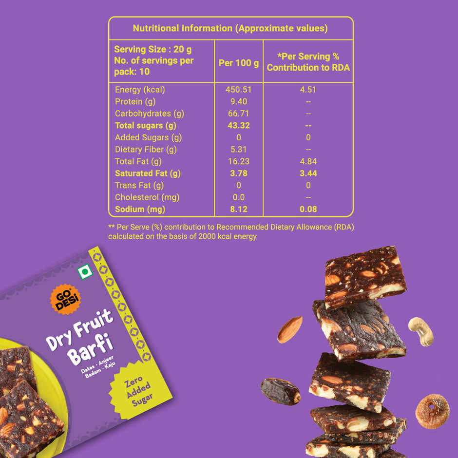Dry Fruit Barfi | No Added Refined Sugar | Burfi | Sweets | By Go Desi