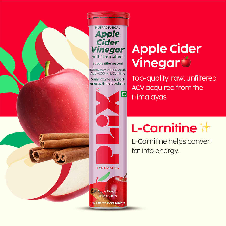 Plix Apple Cider Vinegar L-Carnitine Effervescent for converting fat into energy - Pack Of 1