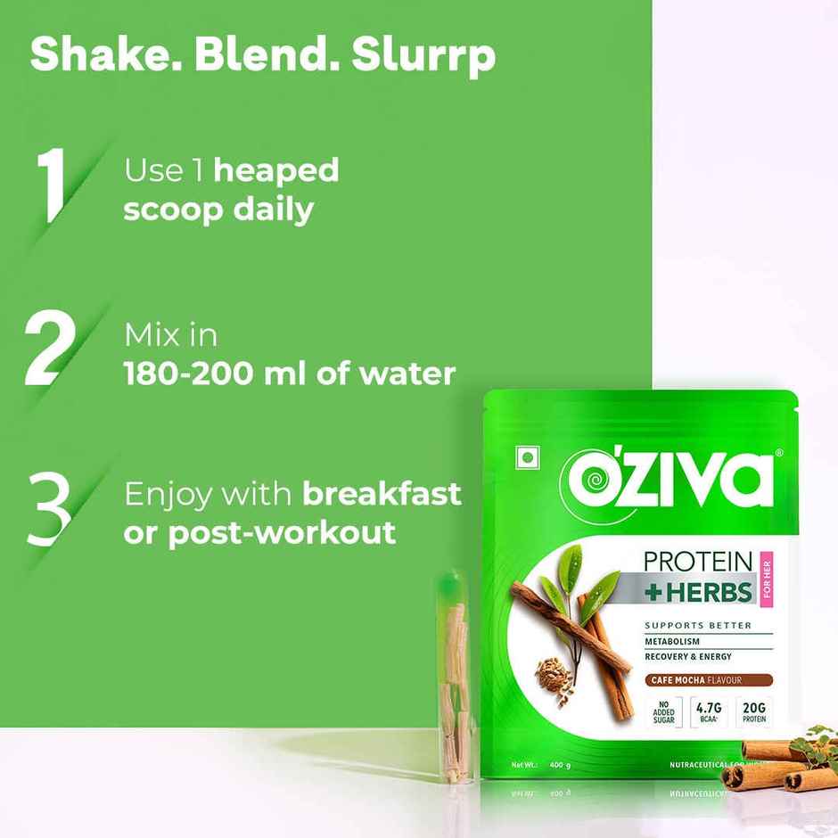 Oziva Whey Protein Powder With Herbs For Women |20g Protein|5.5g Bcaa | Vanilla Almond