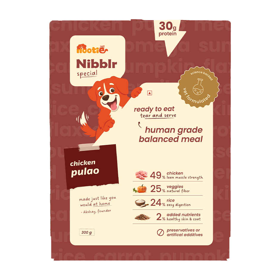 Nibblr By Nootie Fresh Chicken Pulao Wholesome Meal | Chicken Rice & Veggies Dog Wet Food 300gm